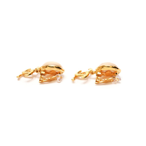 CHANEL 93A 1993 COCO Mark Pearl Drop Earring gold WS25356