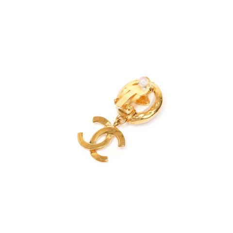 CHANEL 93A 1993 COCO Mark Pearl Drop Earring gold WS25356