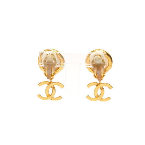CHANEL 93P 1993 COCO Mark Pearl Drop Earring gold WS25357
