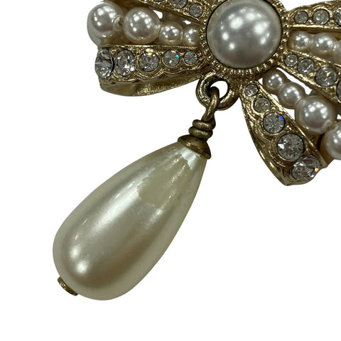 CHANEL A20S 2020 COCO Mark Ribbon Pearl Necklace gold WS25361