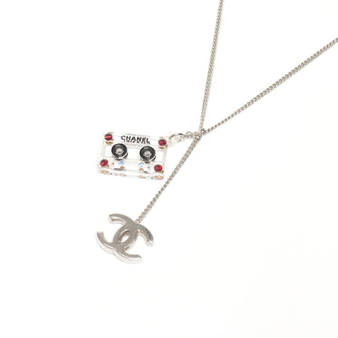 CHANEL 04P 2004 COCO Mark cassette tape Necklace Silver WS25362