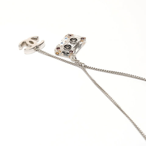 CHANEL 04P 2004 COCO Mark cassette tape Necklace Silver WS25362