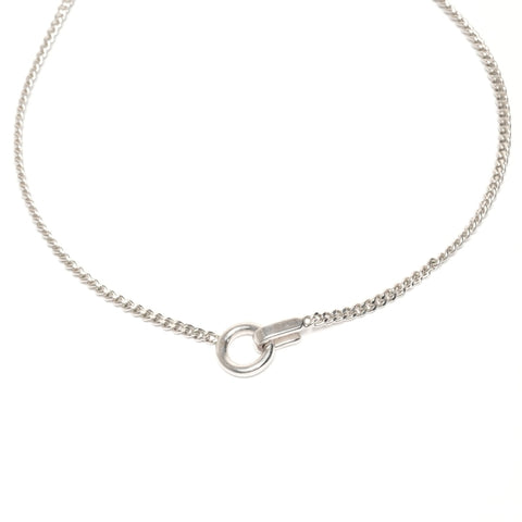 CHANEL 03A 2003 COCO Mark Black Circle Rhinestone Necklace Silver WS25363