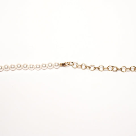 CHANEL A22S 2022 COCO Mark Ribbon Pearl Necklace gold WS25364
