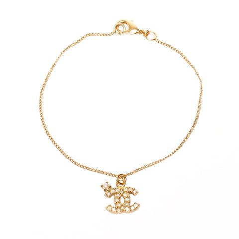 CHANEL 0*A COCO Mark Rhinestone bracelet gold WS25365