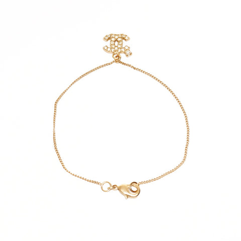 CHANEL 0*A COCO Mark Rhinestone bracelet gold WS25365