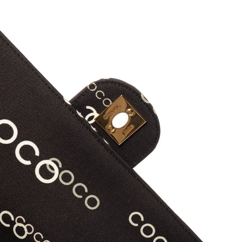 CHANEL No. 7 2002-2003 Canvas East West Chocolate Bar Shoulder Bag black WS25369