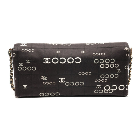 CHANEL No. 7 2002-2003 Canvas East West Chocolate Bar Shoulder Bag black WS25369