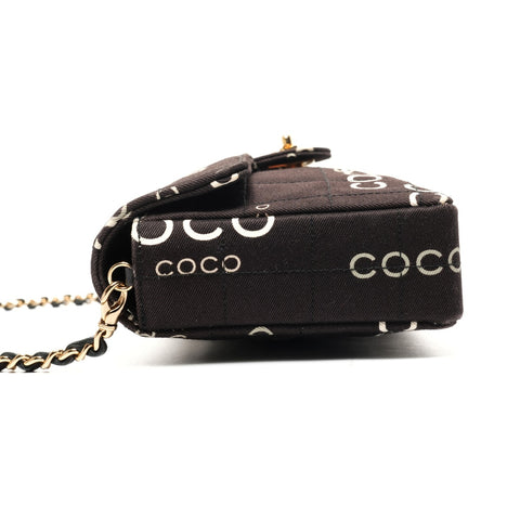 CHANEL No. 7 2002-2003 Canvas East West Chocolate Bar Shoulder Bag black WS25369