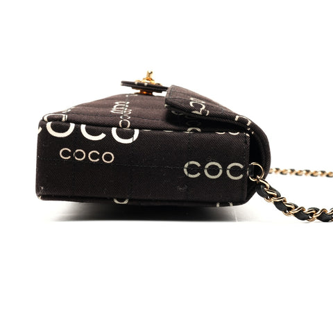 CHANEL No. 7 2002-2003 Canvas East West Chocolate Bar Shoulder Bag black WS25369