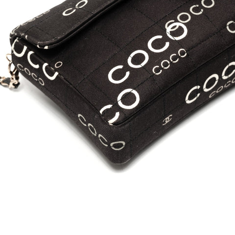 CHANEL No. 7 2002-2003 Canvas East West Chocolate Bar Shoulder Bag black WS25369