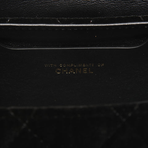 CHANEL 2022-2025 Velour Chain Mini Boston Bag Shoulder Bag black WS25370