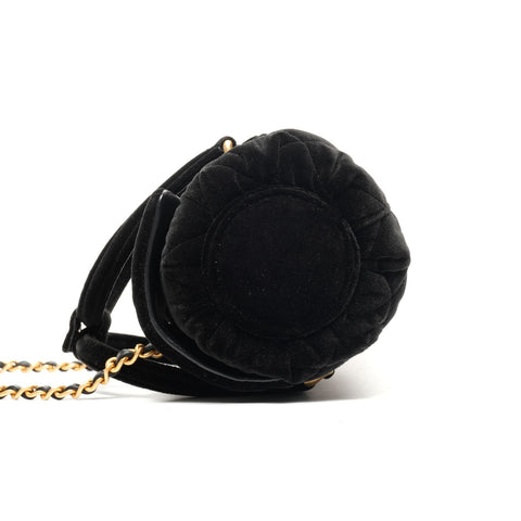 CHANEL 2022-2025 Velour Chain Mini Boston Bag Shoulder Bag black WS25370