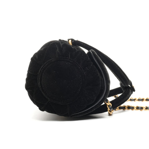 CHANEL 2022-2025 Velour Chain Mini Boston Bag Shoulder Bag black WS25370