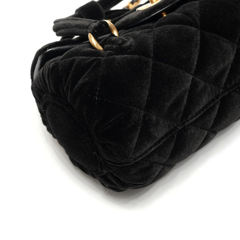 CHANEL 2022-2025 Velour Chain Mini Boston Bag Shoulder Bag black WS25370