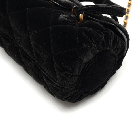 CHANEL 2022-2025 Velour Chain Mini Boston Bag Umhängetasche schwarz WS25370