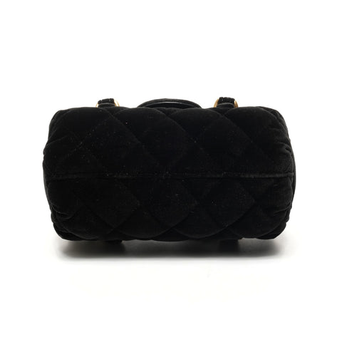CHANEL 2022-2025 Velour Chain Mini Boston Bag Shoulder Bag black WS25370