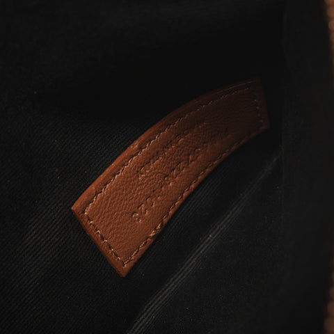 YVES SAINT LAURENT Embossed Leather LE 5 A 7 One Belt Hobo Le San Cassette Shoulder Bag black WS25372