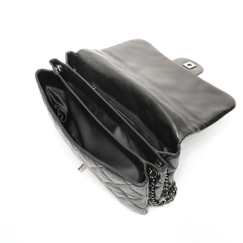 CHANEL No. 13 2009-2010 Lambskin Matelasse Accordion Flap Shoulder Bag black WS25374
