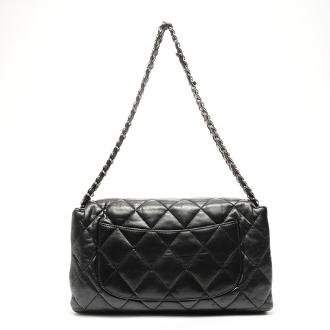CHANEL No. 13 2009-2010 Lambskin Matelasse Accordion Flap Shoulder Bag black WS25374