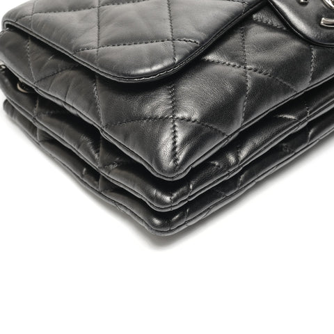 CHANEL No. 13 2009-2010 Lambskin Matelasse Accordion Flap Shoulder Bag black WS25374