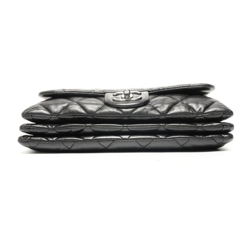 CHANEL No. 13 2009-2010 Lambskin Matelasse Accordion Flap Shoulder Bag black WS25374