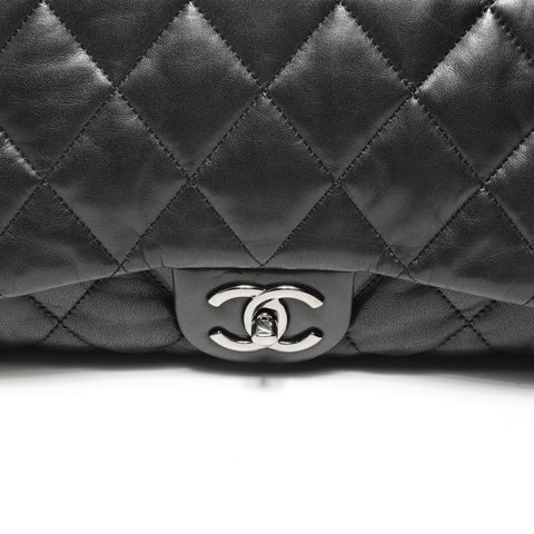 CHANEL No. 13 2009-2010 Lambskin Matelasse Accordion Flap Shoulder Bag black WS25374