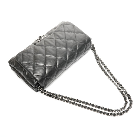 CHANEL No. 13 2009-2010 Lambskin Matelasse Accordion Flap Shoulder Bag black WS25374