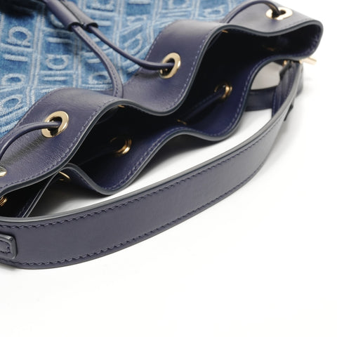 Salvatore Ferragamo Monogram Jacquard Mini Bucket 2way Shoulder Bag blue WS25375