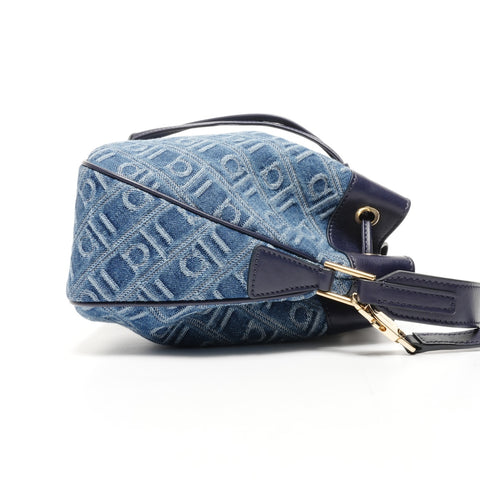 Salvatore Ferragamo Monogram Jacquard Mini Bucket 2way Shoulder Bag blue WS25375