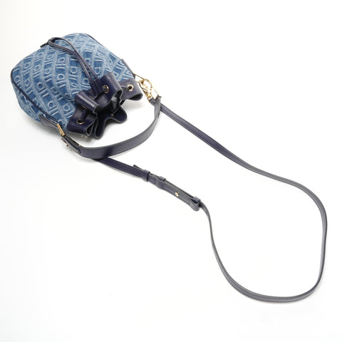 Salvatore Ferragamo Monogram Jacquard Mini Bucket 2way Shoulder Bag blue WS25375