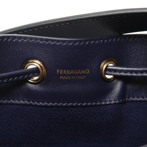 Salvatore Ferragamo Monogram Jacquard Mini Bucket 2way Shoulder Bag blue WS25375