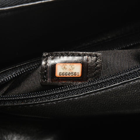 CHANEL No. 6 2000-2002 Patent Leather Enamel Chain Tote Handbag black WS25376