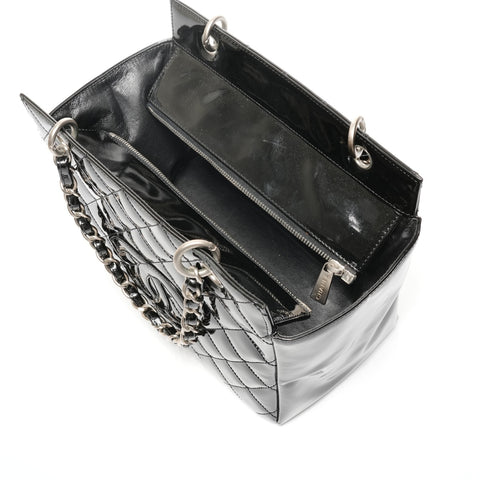 CHANEL No. 6 2000-2002 Patent Leather Enamel Chain Tote Handbag black WS25376