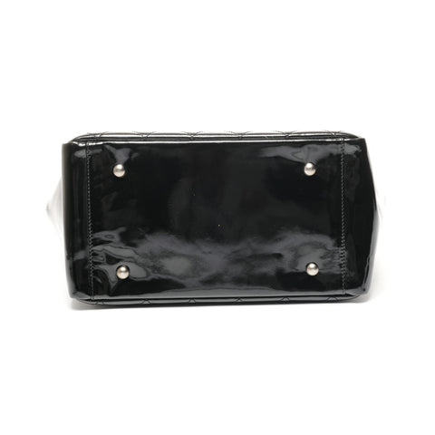 CHANEL No. 6 2000-2002 Patent Leather Enamel Chain Tote Handbag black WS25376