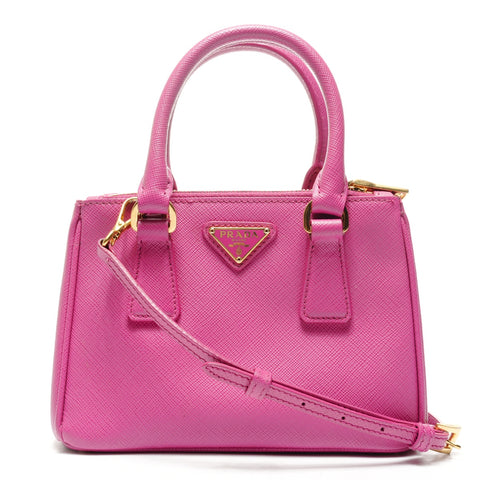 PRADA Saffiano Leather Mini Galleria 2-way Handbag pink WS25377