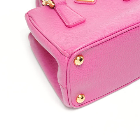 PRADA Saffiano Leather Mini Galleria 2-way Handbag pink WS25377