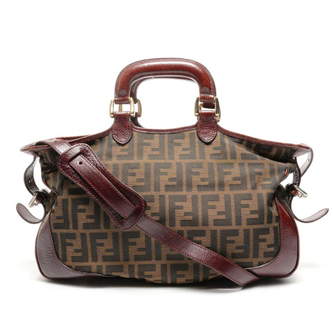 FENDI Zucca Canvas 2way Handbag Brown WS25378
