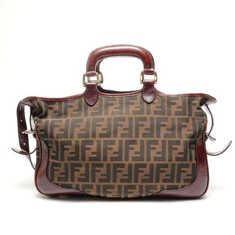 FENDI Zucca Canvas 2way Handbag Brown WS25378