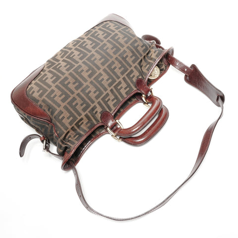 FENDI Zucca Canvas 2way Handbag Brown WS25378