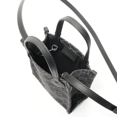 GUCCI GG Canvas Mini Tote 2-Way Shoulder Bag 773730 Handbag black WS25381