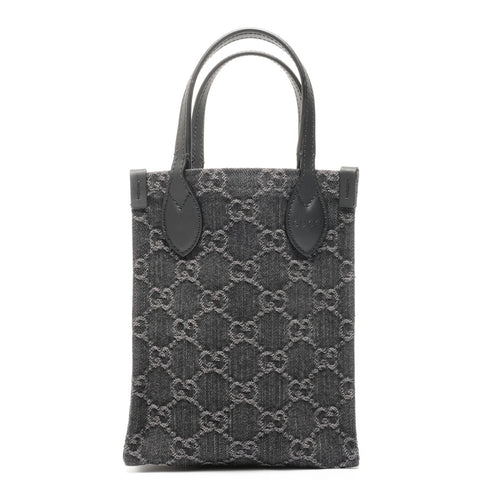 GUCCI GG Canvas Mini Tote 2-Way Shoulder Bag 773730 Handbag black WS25381