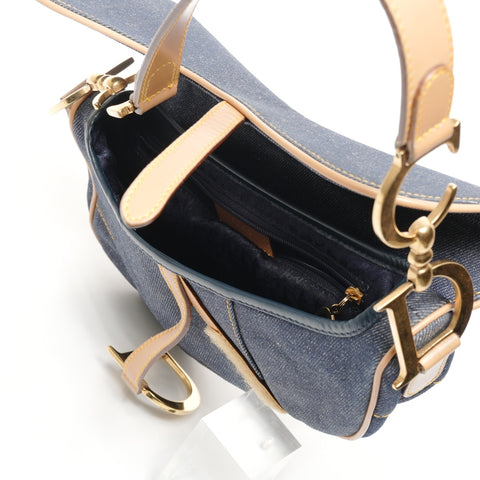 Christian Dior Denim saddle bag one belt Shoulder Bag Navy WS25384