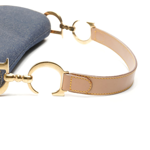 Christian Dior Denim saddle bag one belt Shoulder Bag Navy WS25384