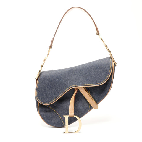 Christian Dior Denim saddle bag one belt Shoulder Bag Navy WS25384