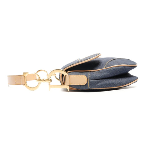 Christian Dior Denim saddle bag one belt Shoulder Bag Navy WS25384