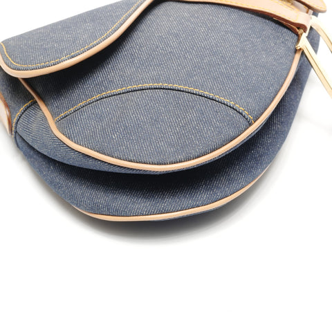 Christian Dior Denim saddle bag one belt Shoulder Bag Navy WS25384