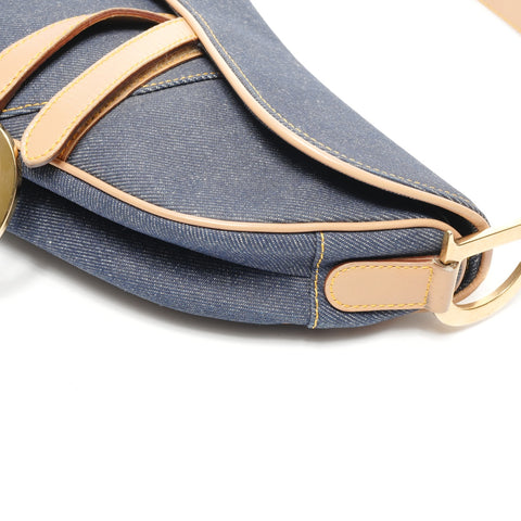 Christian Dior Denim saddle bag one belt Shoulder Bag Navy WS25384