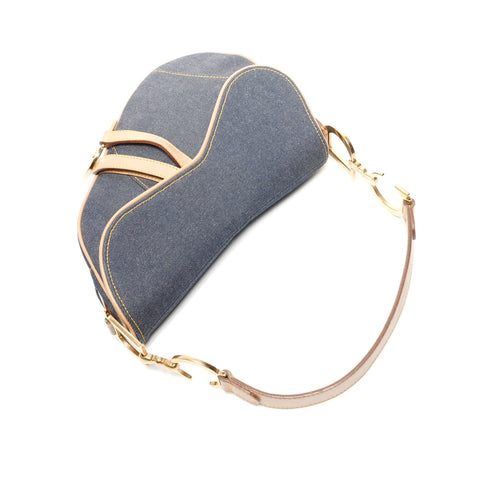 Christian Dior Denim saddle bag one belt Shoulder Bag Navy WS25384