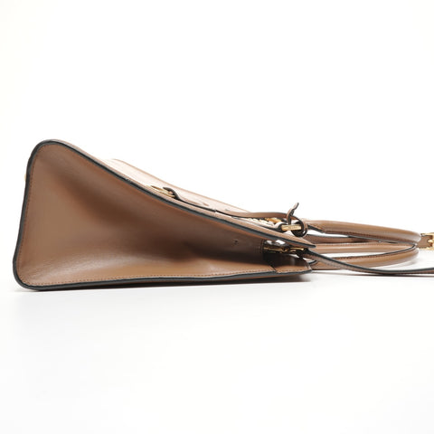 PRADA Saffiano Leather 2way Handbag Brown WS25386